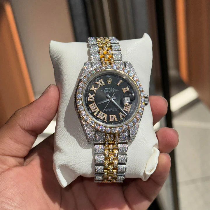 Rolex DateJust With Roman Dial Moissanite Watch